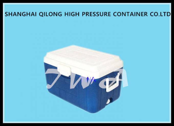 Parte superior branca e caixa azul duráveis, caixa plástica forte do refrigerador do gelo do refrigerador da capacidade de rolamento da carga
