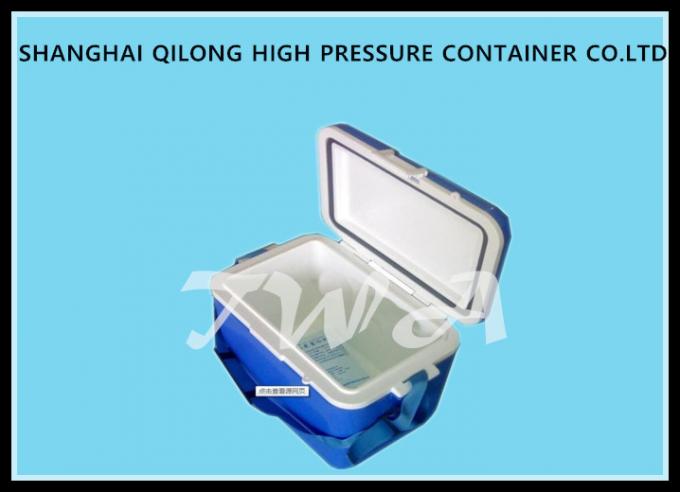 Parte superior branca e caixa azul duráveis, caixa plástica forte do refrigerador do gelo do refrigerador da capacidade de rolamento da carga